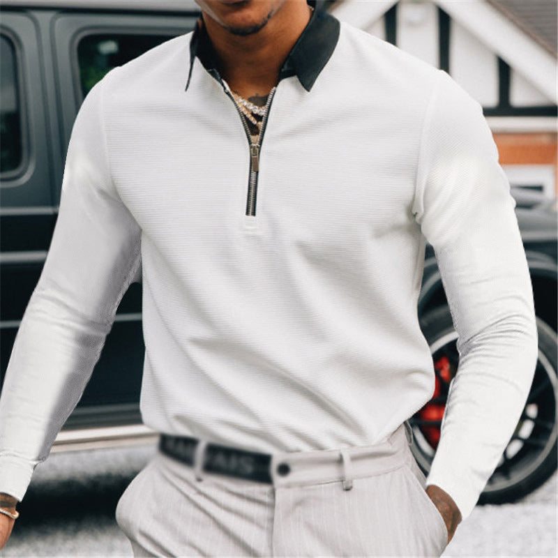 Solid Color Lapel Polo Men's T-Shirt