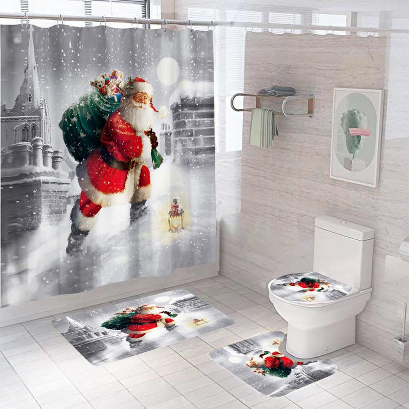 💖Christmas Shower Curtain Santa Claus Cartoon Version💖