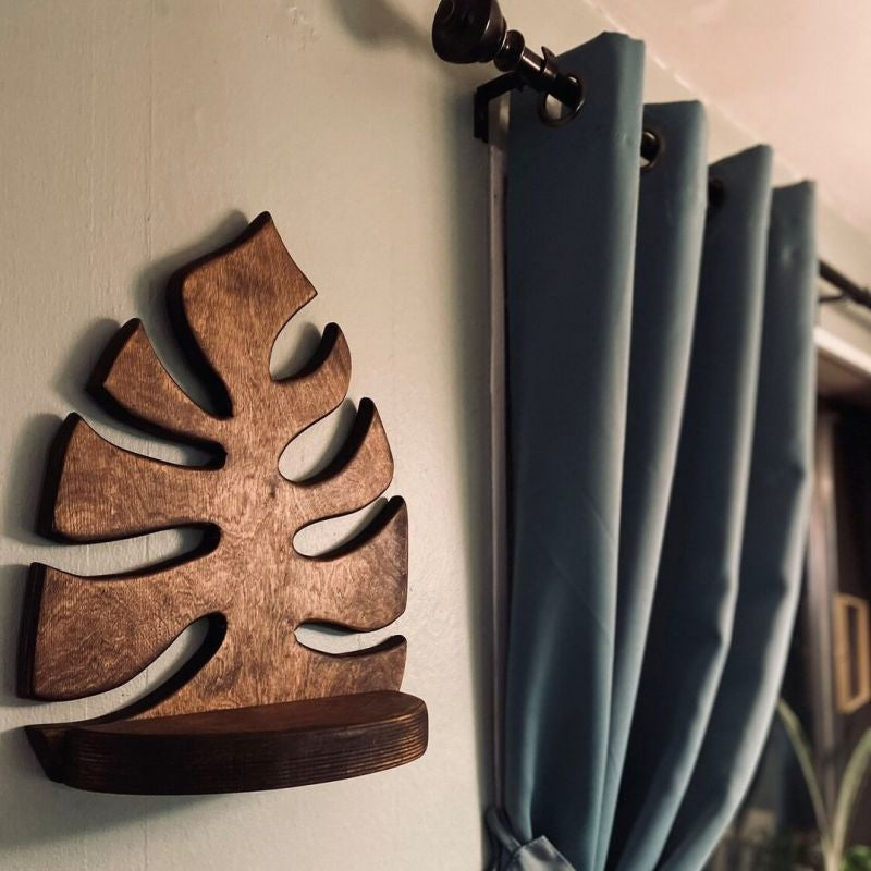 Wooden Monstera Wall Shelf