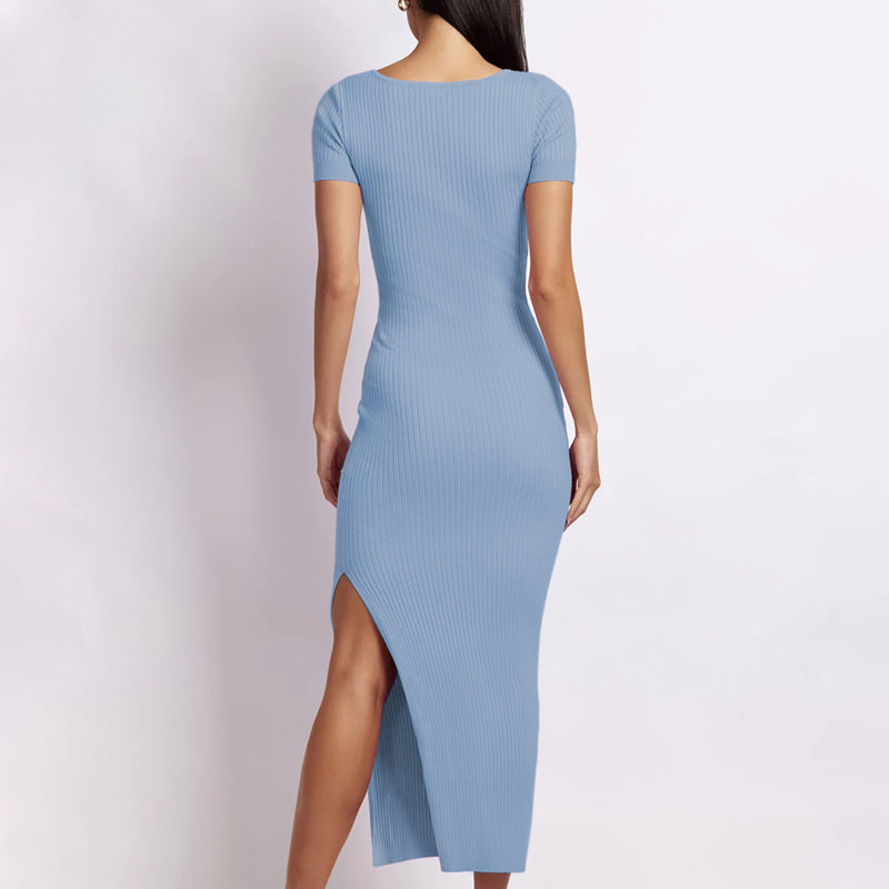 Sexy Crew Neck Tight Slit Long Dress
