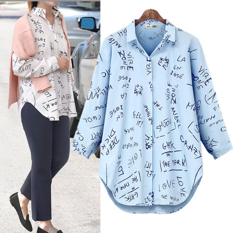 Long Sleeve Blouse With Letter Print