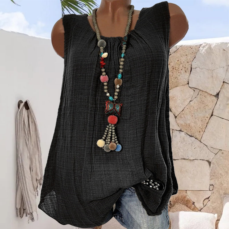 Comfortable Casual Round Neck Sleeveless T-Shirt