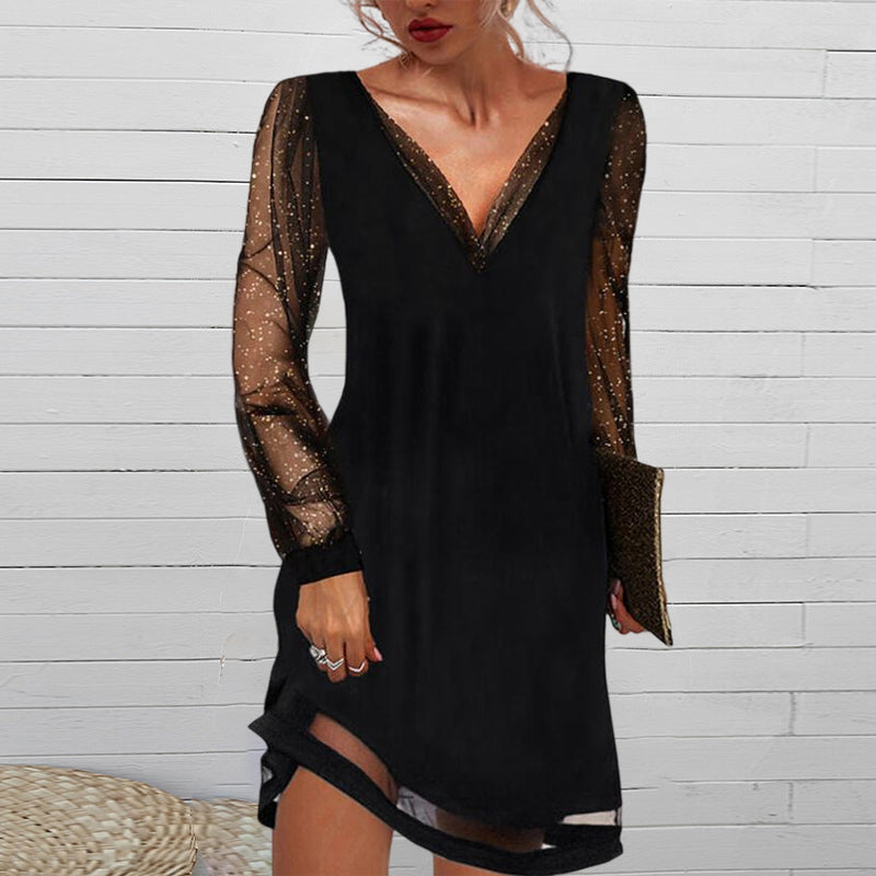 Lace V-Neck Evening Dress