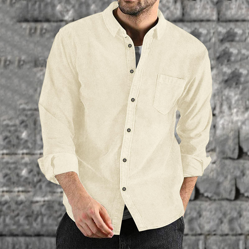 Men's Long Sleeve Casual Vintage Pocket Shirt