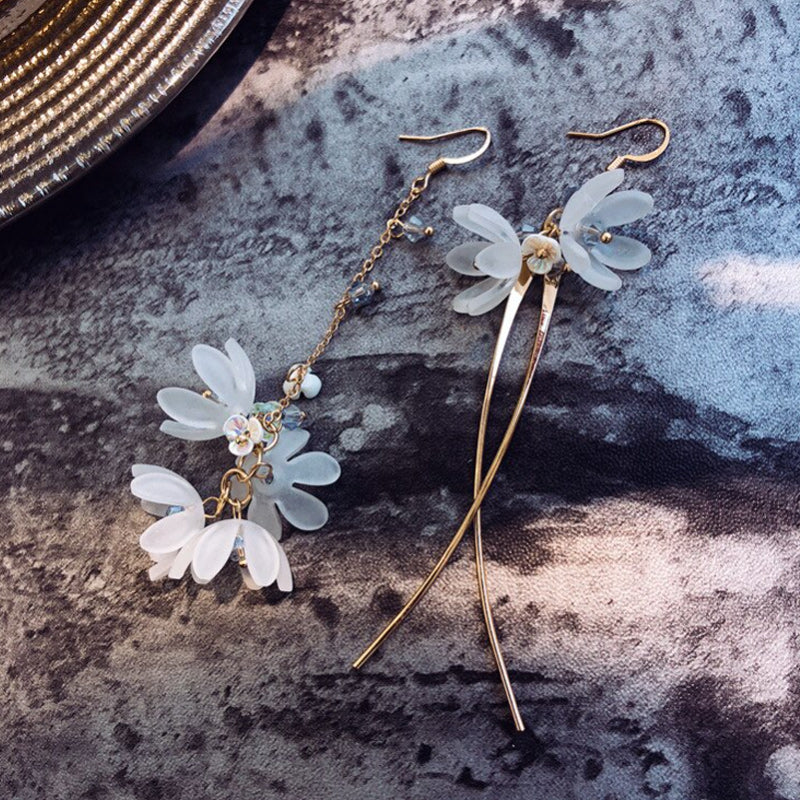 Asymmetric Flower Drop Earrings