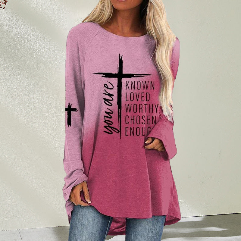 Cross Letter Print T-shirt