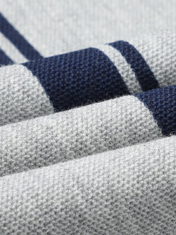 Men's Striped Long Sleeve Lapel Commuting Polo Shirt