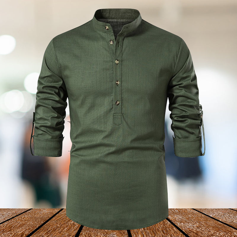 Linen Long Sleeve Cotton Slim Fit Shirt