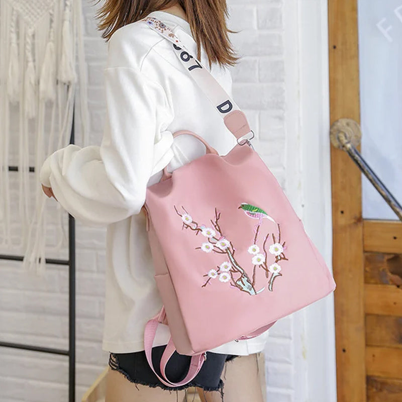 Embroidered Anti-theft Backpack