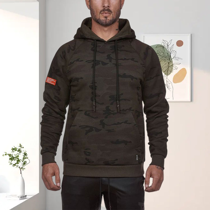 Lettered Print Long-sleeved Hooded Sweatshirt