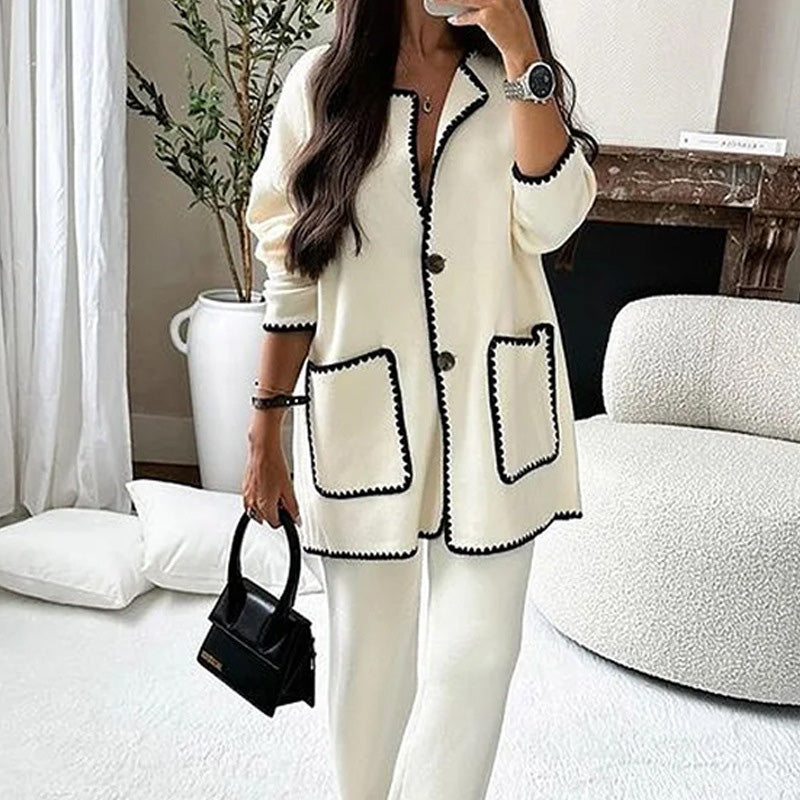 Solid Color Casual Two-Piece Suit