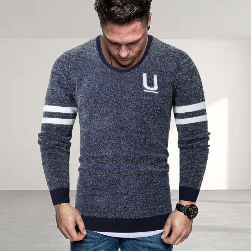 Men's Striped Letter Sweater