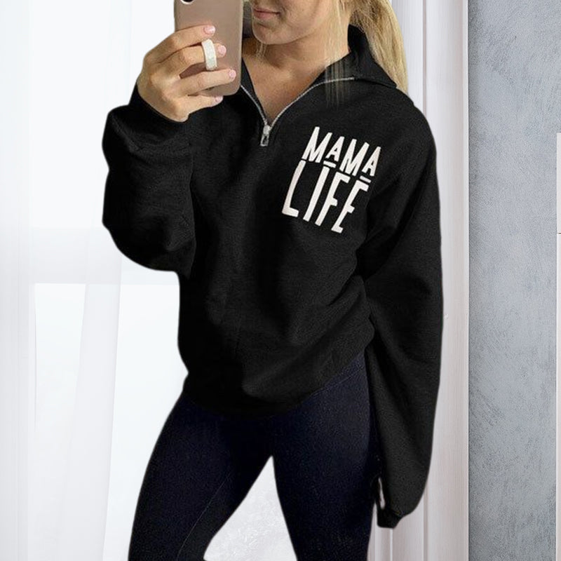 Stylish Letter Print Zip Sweatshirt