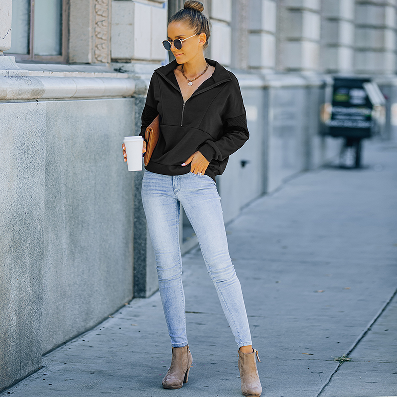 Turtleneck Solid Color Sweatshirt