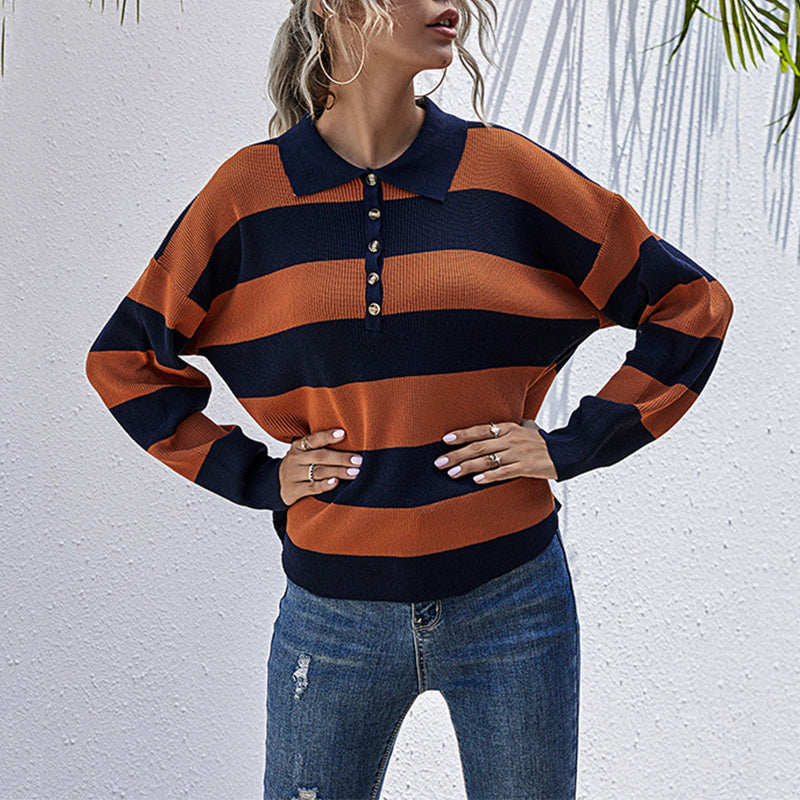 Women's Autumn Vintage Striped Long Sleeve T-Shirt