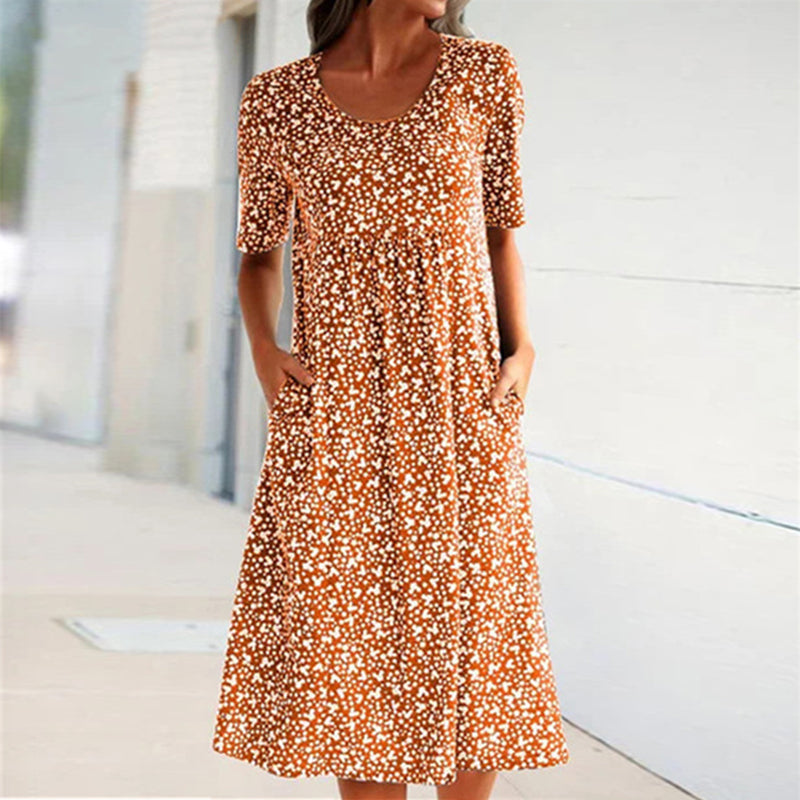 Round Neck Floral Beach Dress