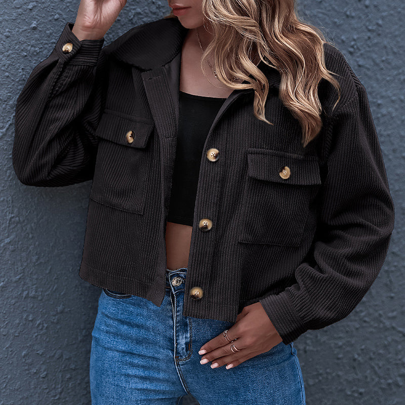 Women's Casual Cropped Corduroy Jackets
