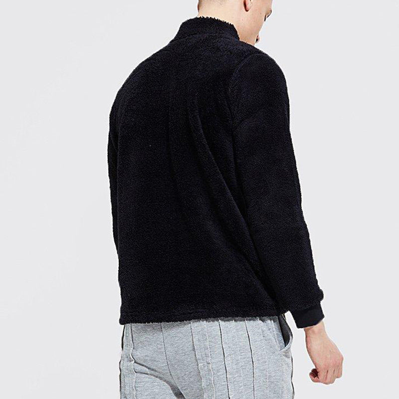 Mens Fuzzy Sherpa Pullover Long Sleeve Sweatshirts