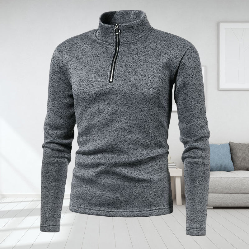 Men's Placket Zip Design Solid Color Turtleneck Jacket