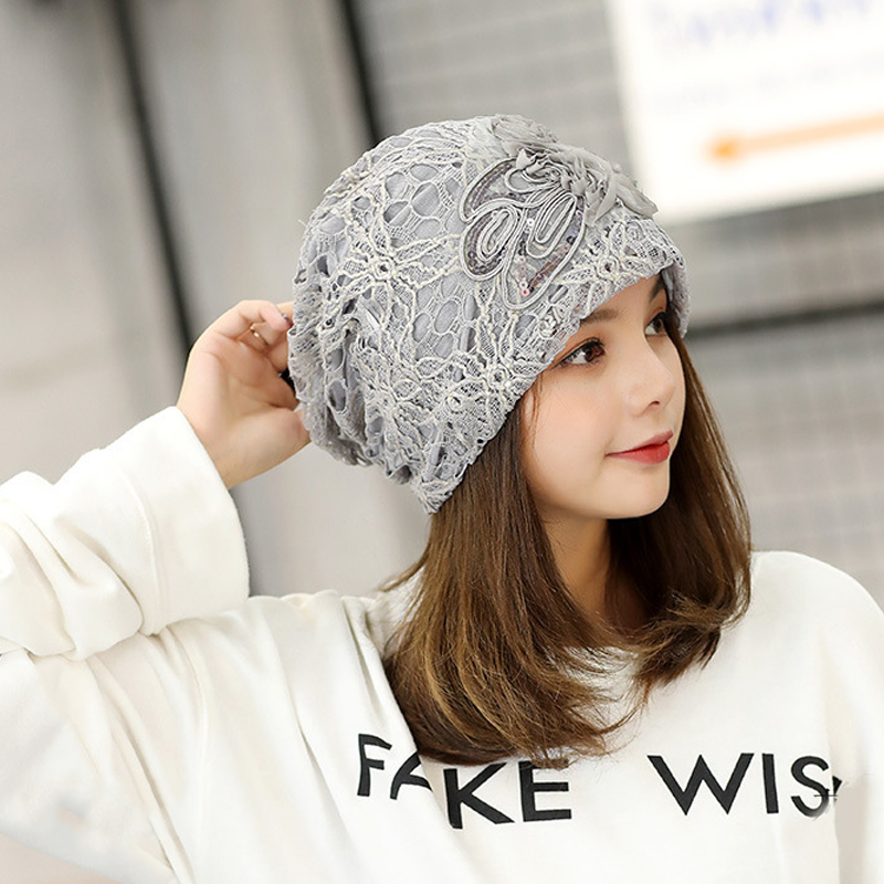 New Lace Embossing Skull Cap
