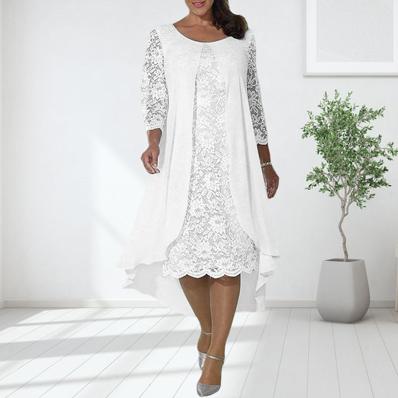 Lace Panel Long Sleeve Dress