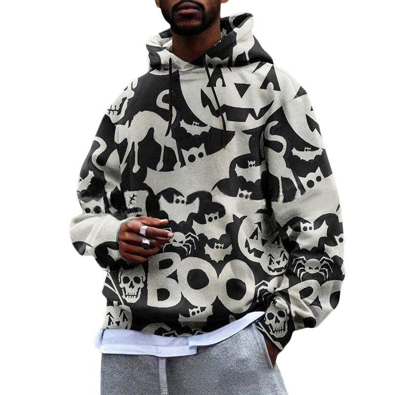 Round Neck Botanical Print Hoodie Sweatshirt