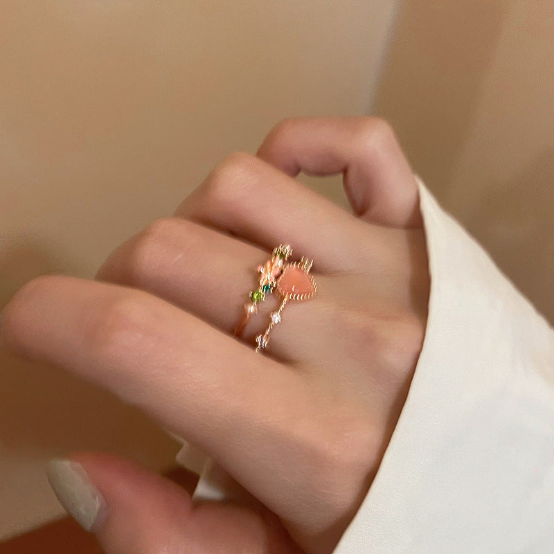 Double Heart Zircon Split Ring