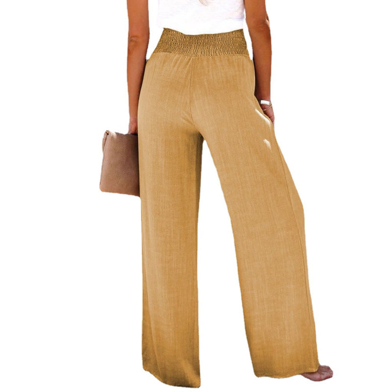 High Waist Loose Cotton Linen Wide Leg Pants