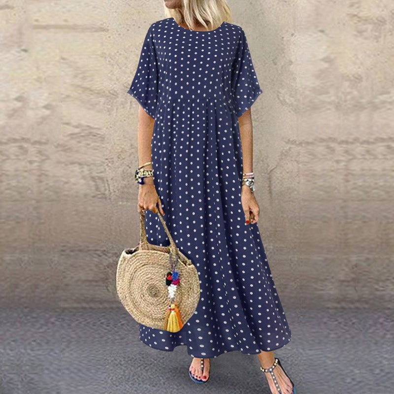 Half Sleeve Polka Dot Dress