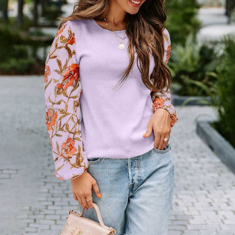 Printed Lantern Long Sleeve Sweater