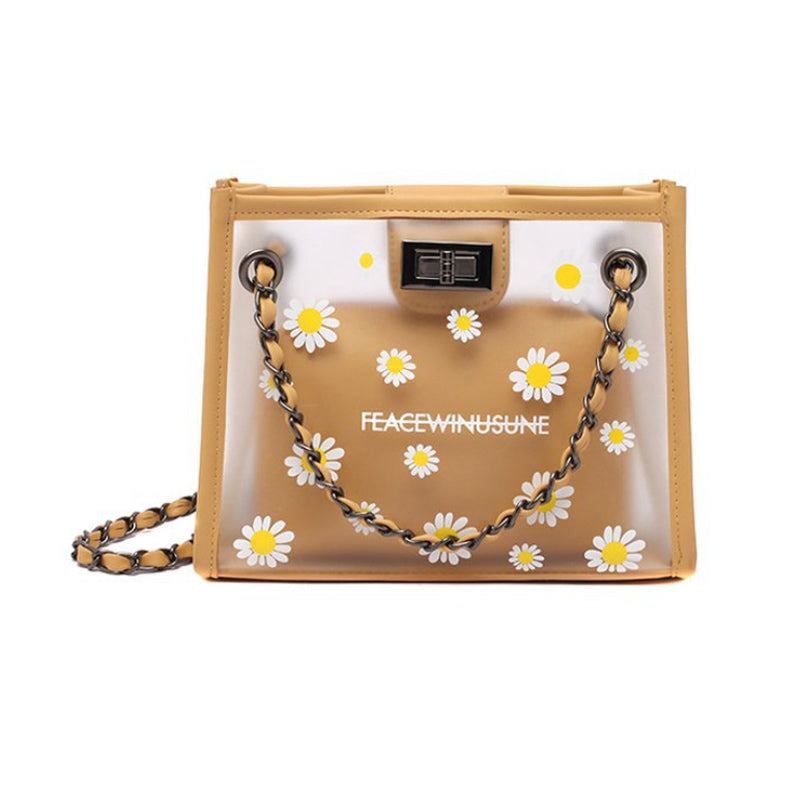 Daisy transparent chain small square bag