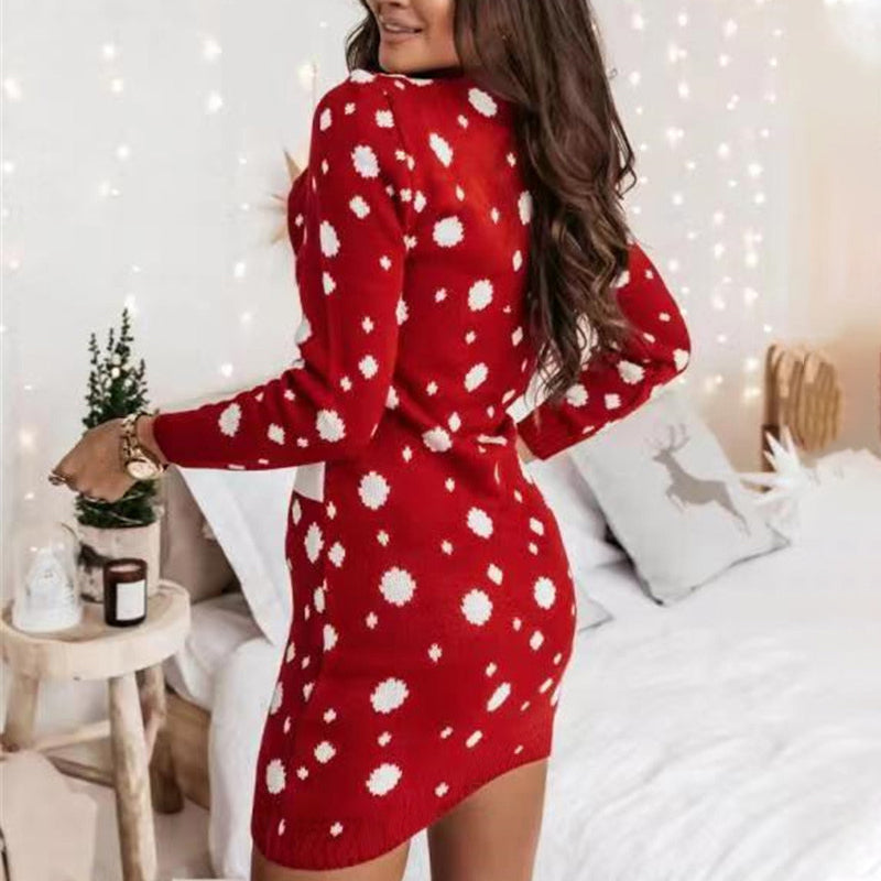 Christmas Print Sweater Dress