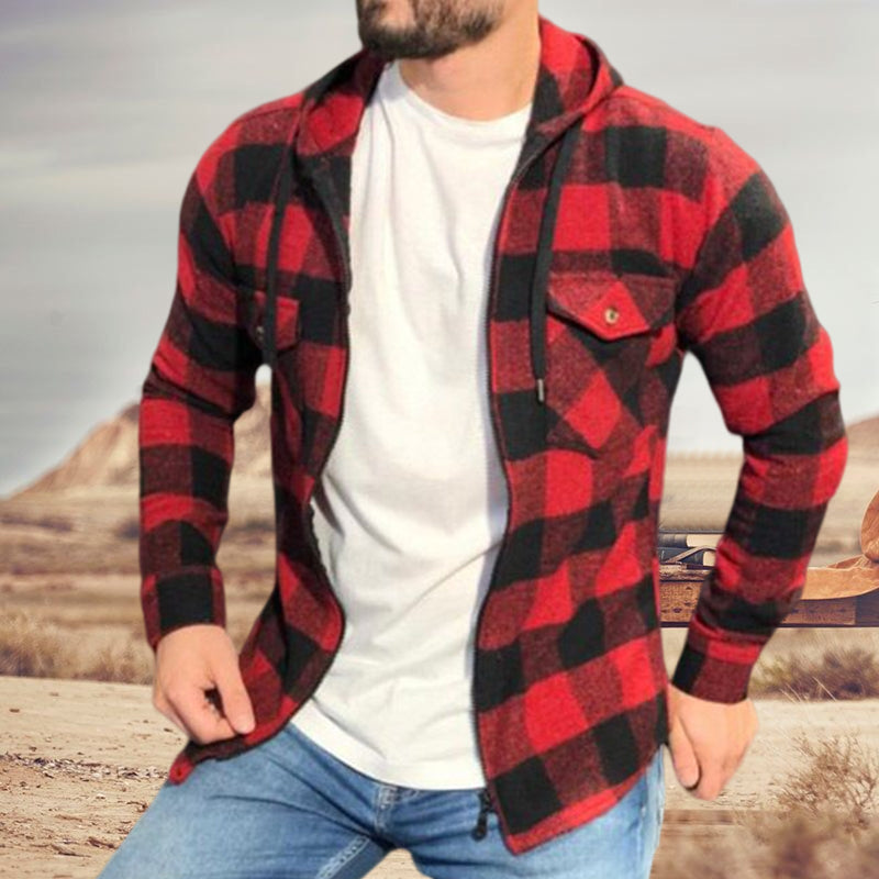 Men's Zip Plaid Shirt