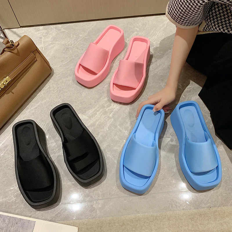 Square toe luxury PU sandals