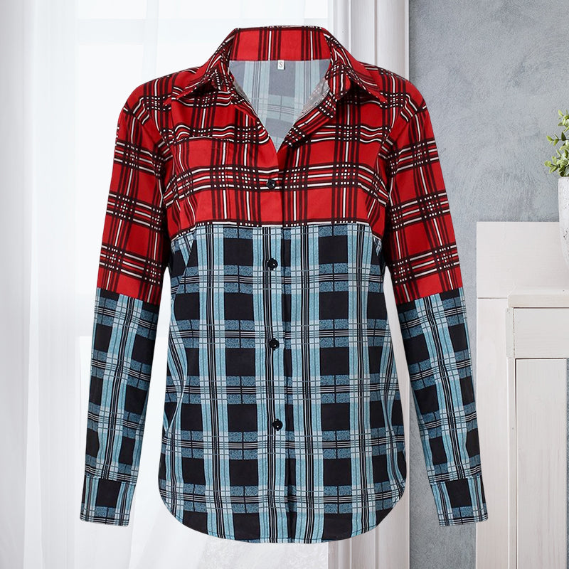 Fashion Patchwork Printed Long Sleeve Shirt