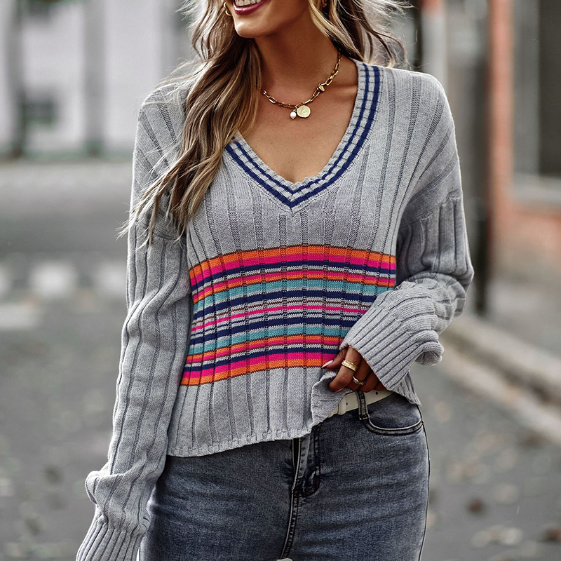 V-neck Paneled Sweater