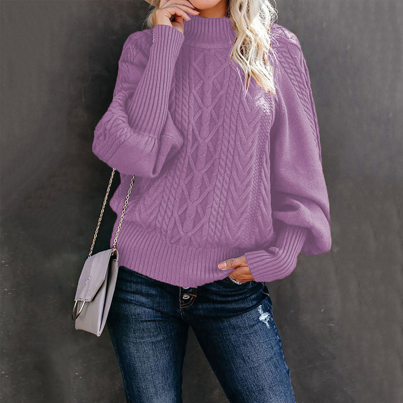 Loose-fitting Long-sleeved Knit Solid Color Sweater
