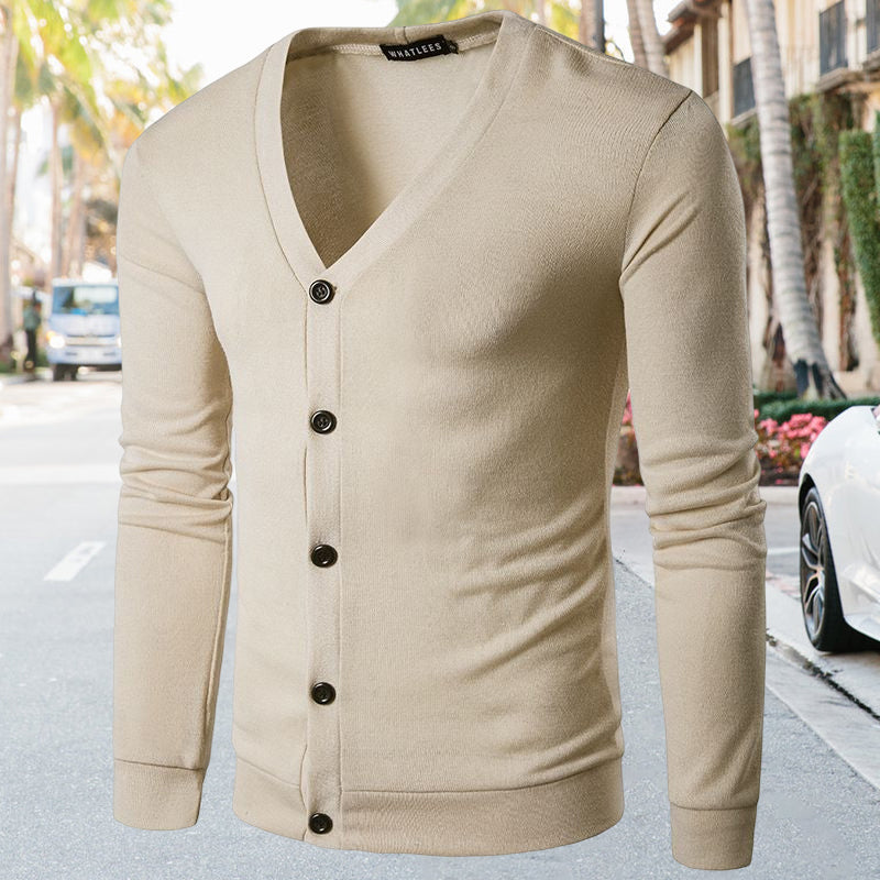 Solid Color V Neck Cardigan