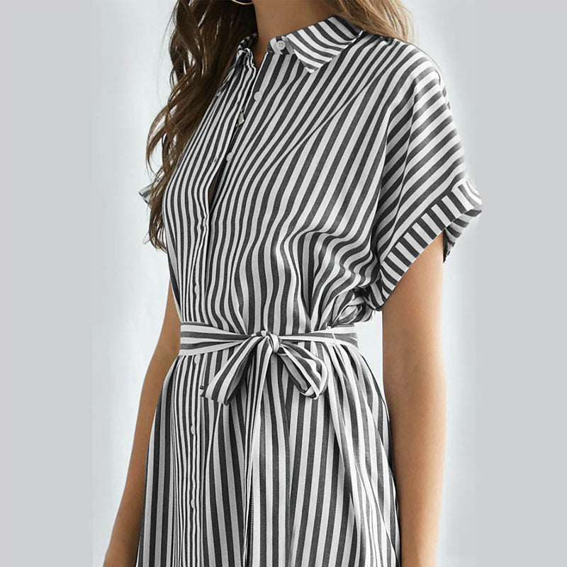 Women's Summer Striped Short Sleeve T Shirt Dress