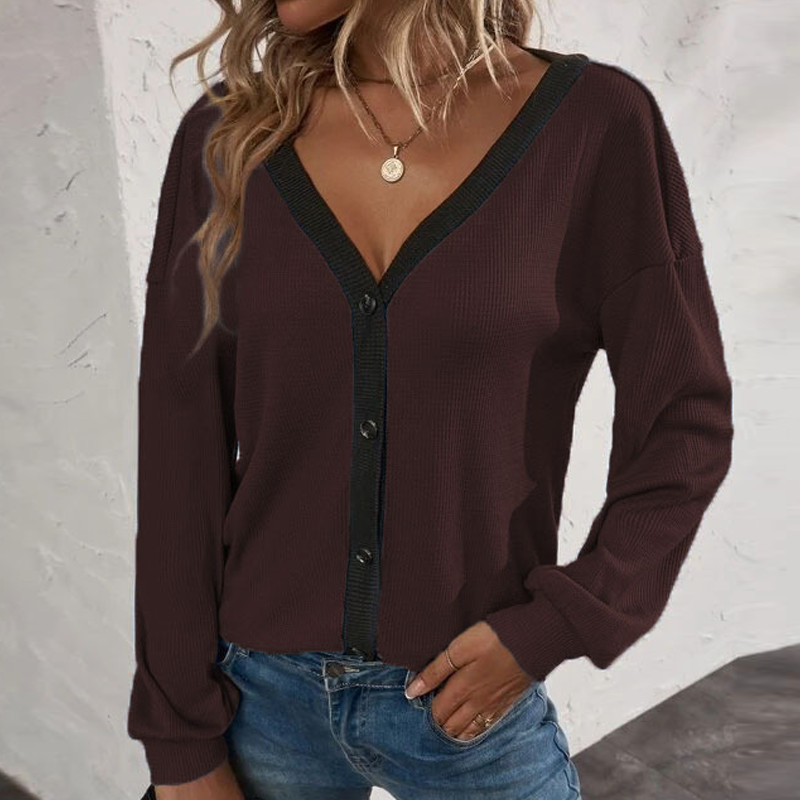 Women's V-Neck Cropped Cardigan Sweaters