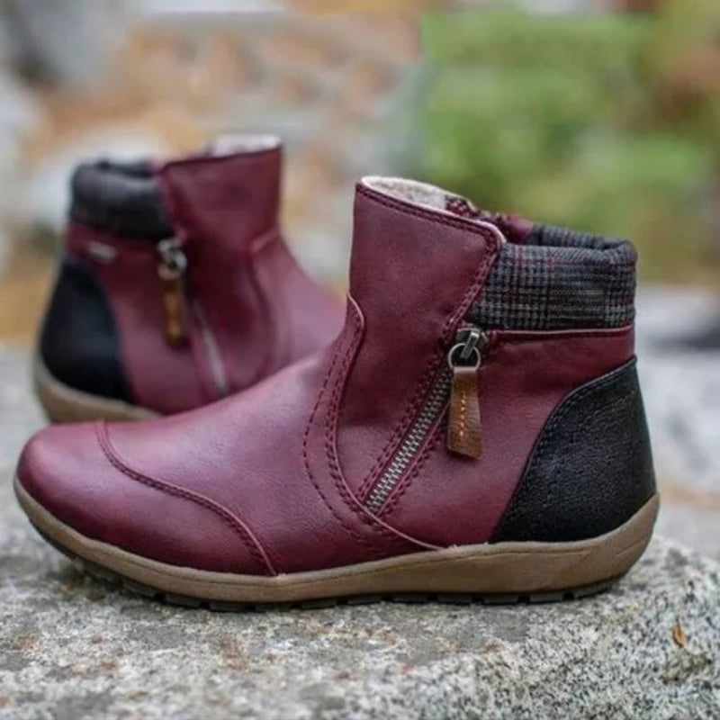 Women's waterproof zip-up boots