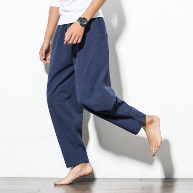 Men's Summer Casual Cotton Baggy Harem Pants