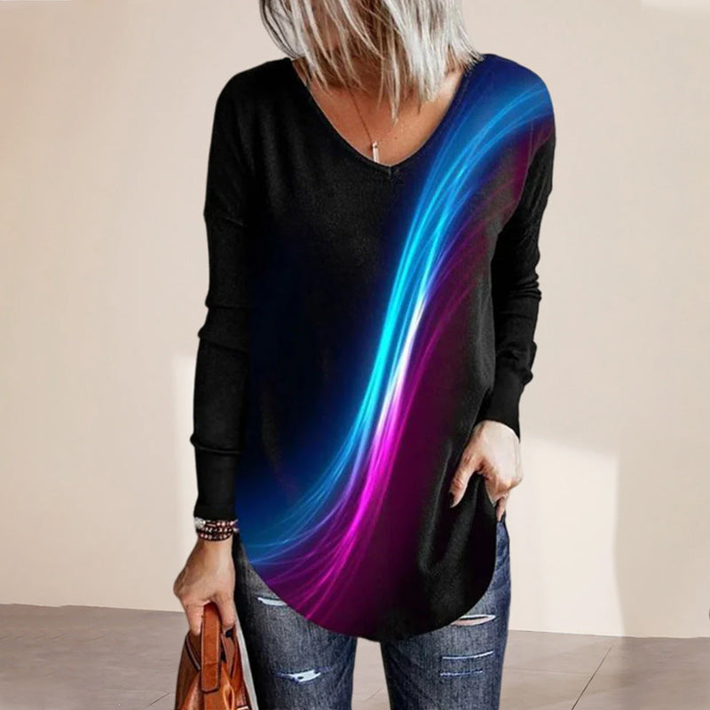 Long-sleeved Top with Gradient Print