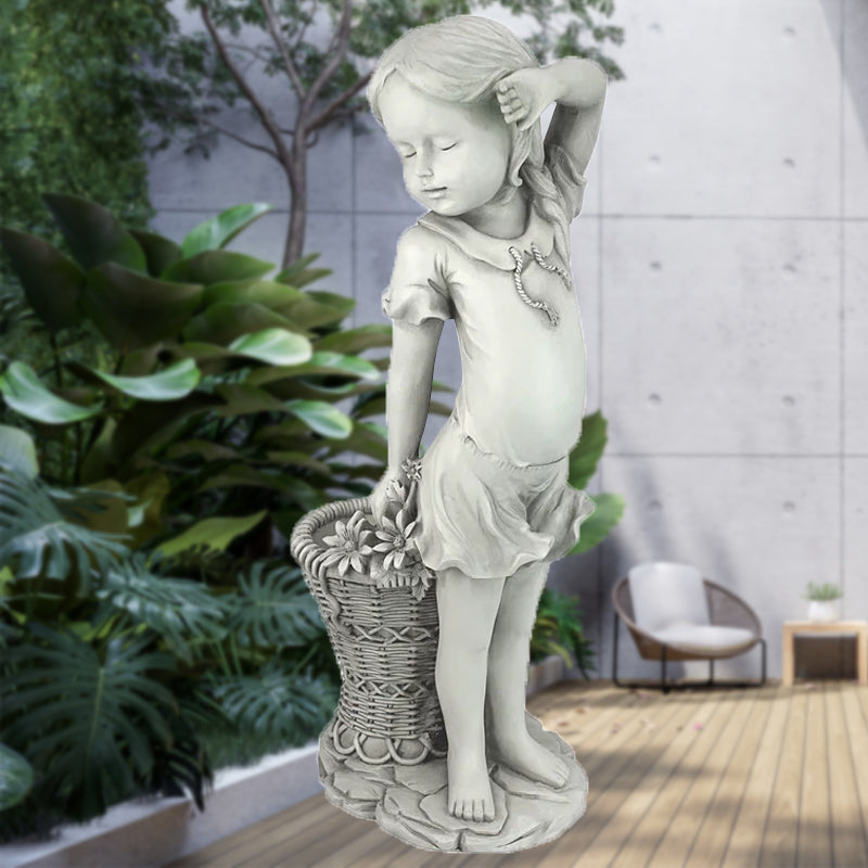 Little Girl Jacquard Blue Outdoor Garden Decoration