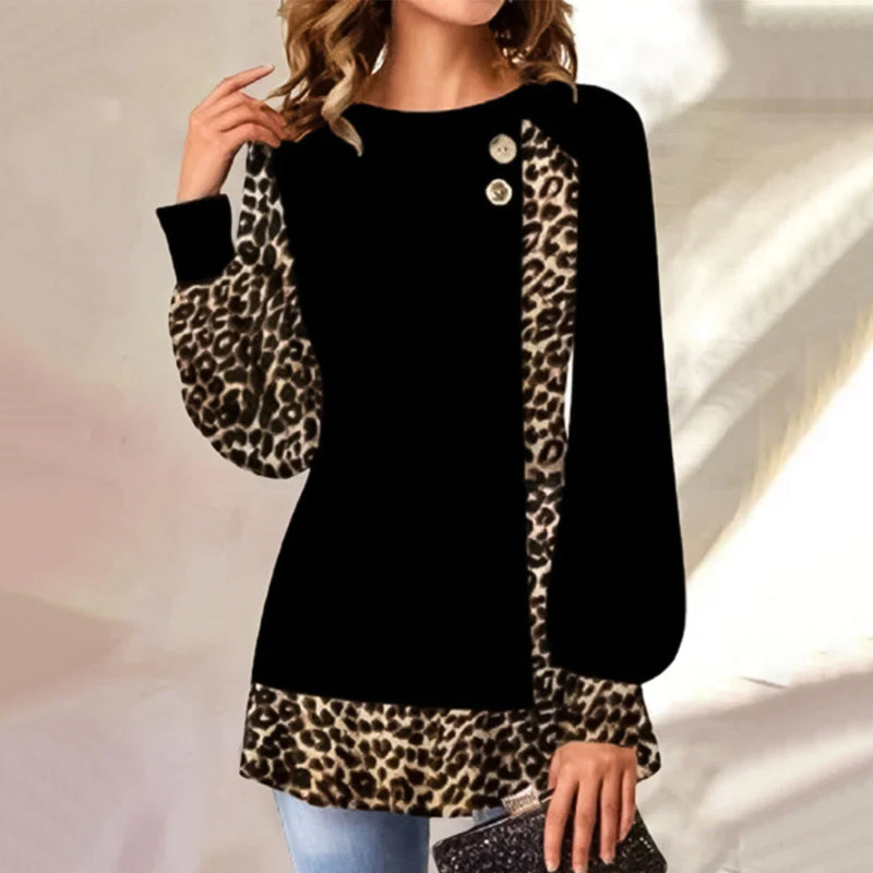 Leopard Print Lantern Sleeve Top