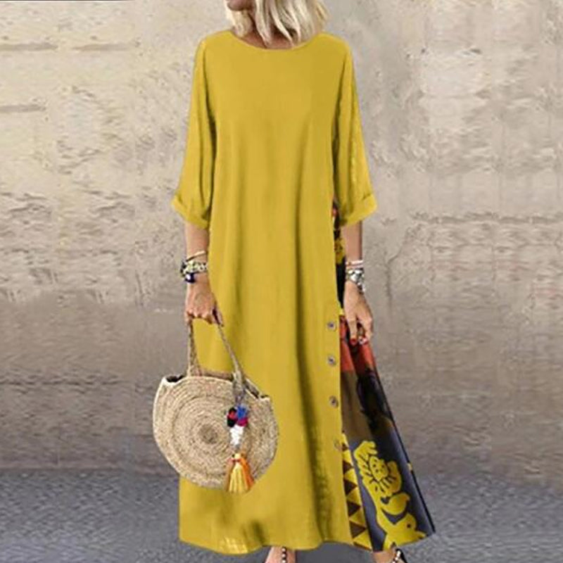 Contrast 3/4 Sleeve Dress