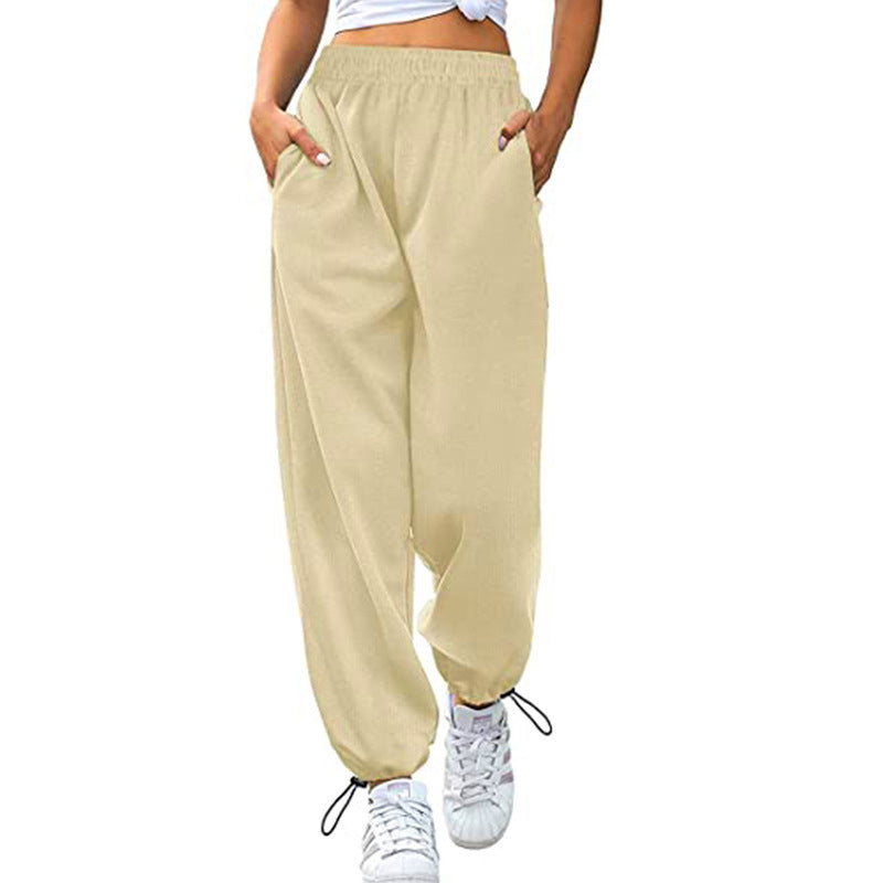 Loose Casual Sports Drawstring Wide-Leg Drawstring Pants