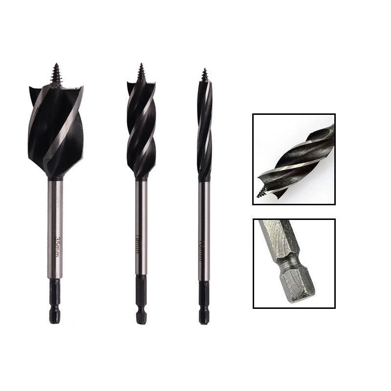 Four Edges Four Slot Woodworking Drill Bit Set