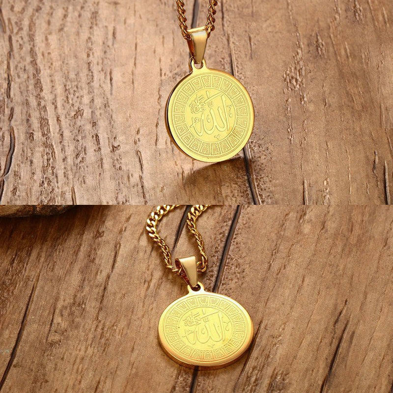 Round Pendant Golden Necklace