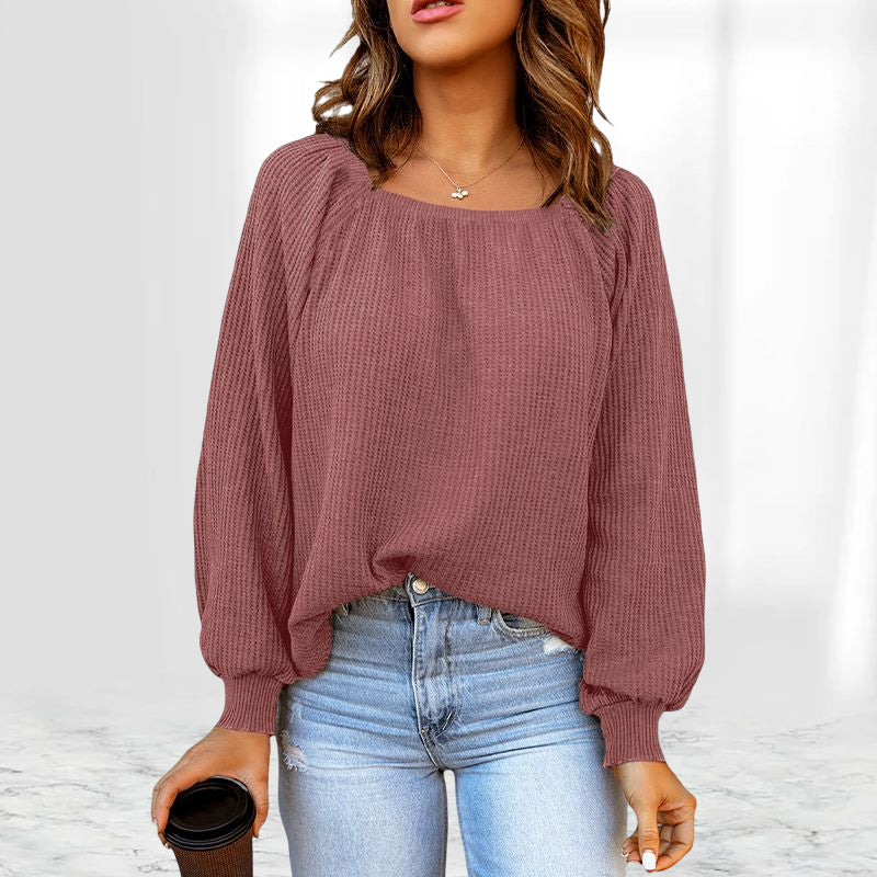Square Neck Puff Sleeve Sweater